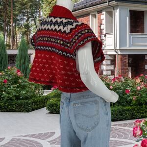 Grau Nordic Crop Cardigan Bolero Shrug Vintage Knit Charm